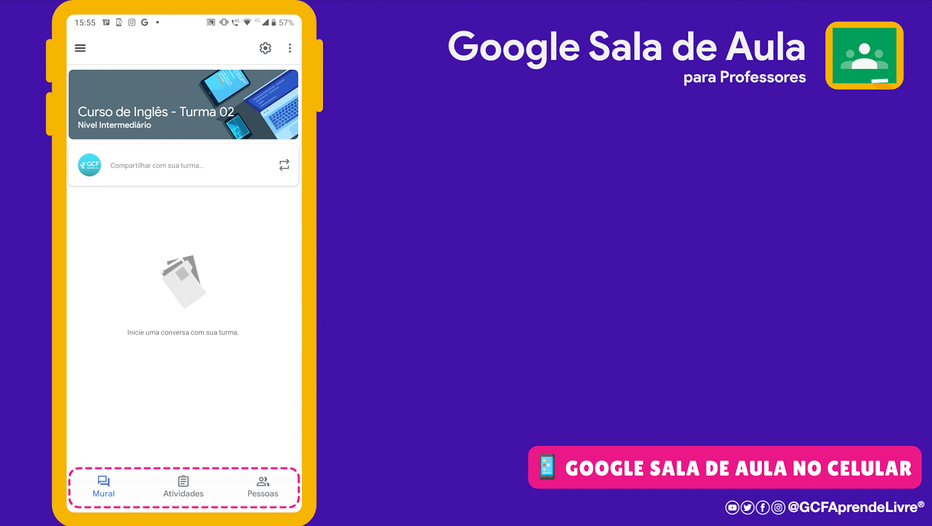 Como é o google sala de aula no celular